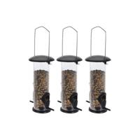 Pro Garden Tuinvogels hangende voeder silo - 3x - 8 x 23 cm - Winter vogelvoer serveren