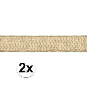 2x Jute cadeaulint/decoratielint 5 x 500 cm op rol