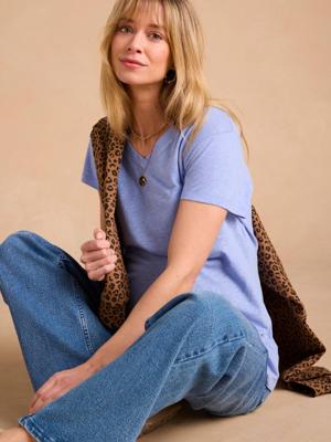 Zwangerschapsshirt met V-hals linnen ENVIE DE FRAISE azuurblauw
