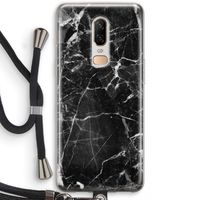 Zwart Marmer 2: OnePlus 6 Transparant Hoesje met koord Zwart Marmer 2: OnePlus 6 Transparant Hoesje met koord