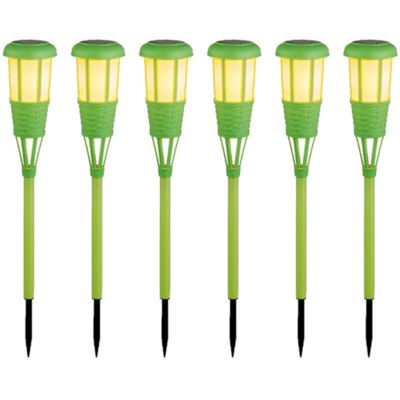 6x stuks solar tuinfakkel/tuinlamp groen op zonne-energie 61 cm