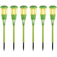6x stuks solar tuinfakkel/tuinlamp groen op zonne-energie 61 cm