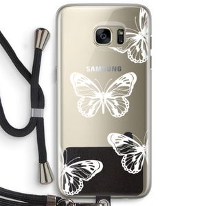 White butterfly: Samsung Galaxy S7 Edge Transparant Hoesje met koord