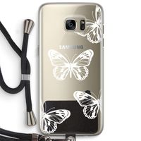White butterfly: Samsung Galaxy S7 Edge Transparant Hoesje met koord