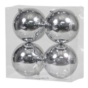 Kerstballen - groot - 4x st - zilver - D12 cm - kunststof - glans - kerstversiering