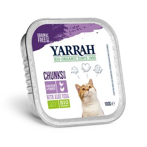 Yarrah - Natvoer Kat Kuipje Chunks met Kip & Kalkoen Bio - 16 x 100 g
