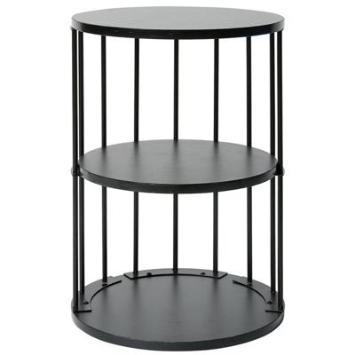 Bijzettafel Berjaya - zwart - rond - D34 x H50 cm - metaal/hout - modern - 3 laags tafel