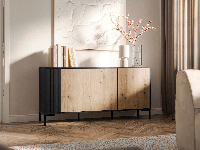 Dressoir MARIS 3 deuren mat zwart/artisan eik