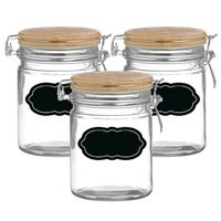 Weckpot/inmaakpot - 4x - 700 ml - glas - met beugelsluiting - incl. etiketten - thumbnail