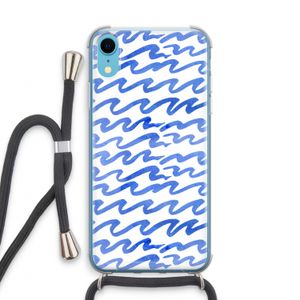 Blauwe golven: iPhone XR Transparant Hoesje met koord