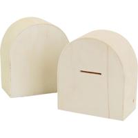 Spaarpot creativ company hout 10x9cm | 12 stuks