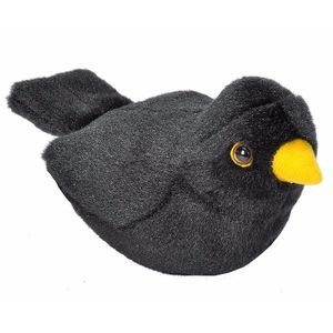 Pluche merel vogel knuffel 14 cm