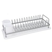 Afwas afdruiprek met lekbak - wit - kunststof - 41,5 x 17 x 10 cm