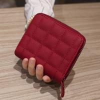 Vrouwen korte rits schattig Coin Purse mini portemonnee (wijn rood)