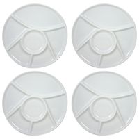 4x stuks porseleinen fondue/gourmet bord 6-vaks rond 23 cm