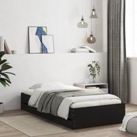 Bedframe met lades bewerkt hout zwart 90x200 cm
