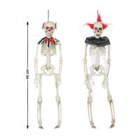 Set van 2x horrorclowns skelet hangdecoratie poppen - 40 cm - Halloween versiering - kunststof - thumbnail