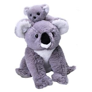 Wild Republic Pluche koala beer met baby - knuffel koala - grijs - 38 cm
