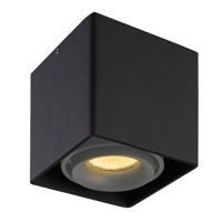 Dimbare LED Opbouwspot plafond Esto - Zwart met grijze afdekring - IP20 - kantelbaar - excl. GU10 lichtbron - voor droge ruimtes