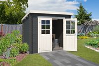 Outdoor Life Indi Blokhut 250x250 cm 28 mm vuren Carbon Grey-Wit gecoat- Lessenaarsdak- - Outdoor Life Outdoor Life Indi Blokhut 250x250 cm 28 mm vuren Carbon Grey-Wit gecoat- Lessenaarsdak- - Outdoor Life