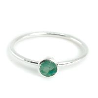 Geboortesteen Ring Smaragd Mei - 925 Zilver - Zilverkleurig (Maat 17) - thumbnail