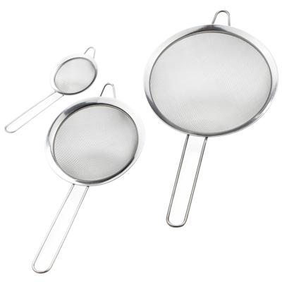 Keukenzeven - 3x stuks - RVS - met handvat - dia 8/14/20 cm - vergieten