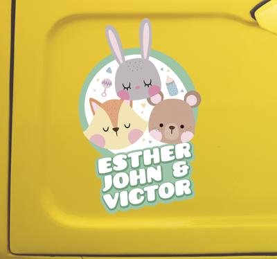 Baby aan boord sticker bosdieren
