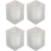 4x Kaarsen wit in matte kaarsenhouders 7 x 10 cm 24 branduren sfeerkaarsen   - - thumbnail