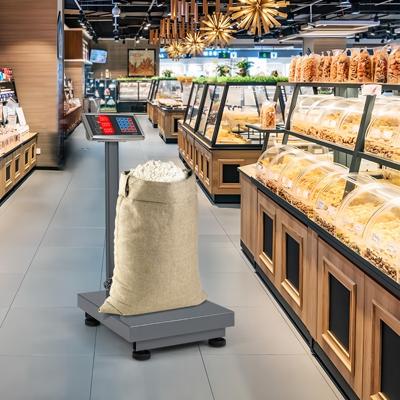 Digitale Platformweegschaal 300kg / 50g Pakketweegschaal met Prijsberekenaar LB/KG Multifunctionele Winkelweegschaal Zilver