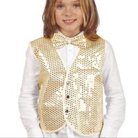 Gouden verkleed gilet met pailletten voor kinderen One size  -