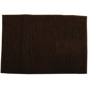 MSV Badkamerkleed/badmat voor op de vloer - bruin - 40 x 60 cm - Microvezel   -