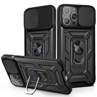 iPhone 15 hoesje - Backcover - Rugged Armor - Camerabescherming - Extra valbescherming - TPU - Zwart