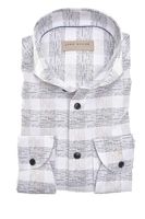 John Miller Tailored Fit Overhemd wit/grijs, Ruit
