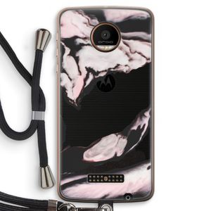 Roze stroom: Motorola Moto Z Force Transparant Hoesje met koord