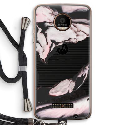 Roze stroom: Motorola Moto Z Force Transparant Hoesje met koord