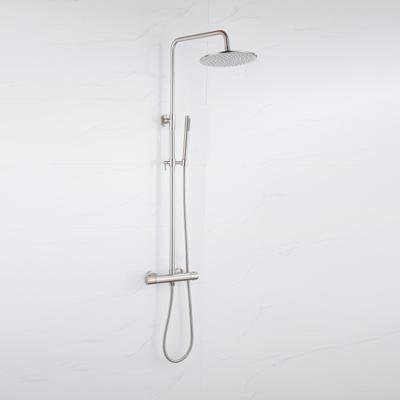 Fortifura Calvi Regendoucheset - thermostatisch - 30cm hoofddouche - metalen slang - staaf handdouche - Geborsteld RVS PVD SW1159499 SW1139121