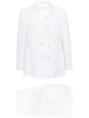Brunello Cucinelli costume en lin à veste à boutonnière croisée - Blanc