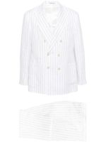Brunello Cucinelli costume en lin à veste à boutonnière croisée - Blanc