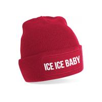 Ice ice baby - wintermuts - unisex - one size - rood - mutsen met coole tekst