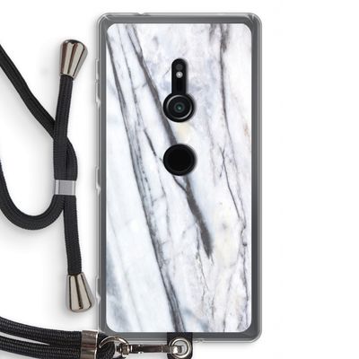 Gestreepte marmer: Sony Xperia XZ2 Transparant Hoesje met koord