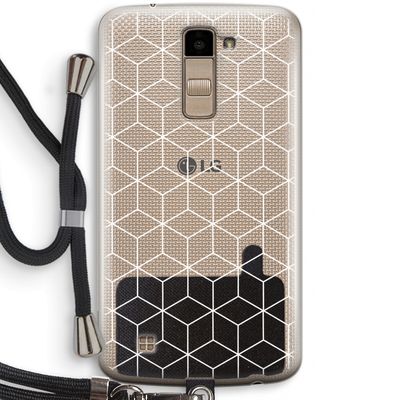 Zwart-witte kubussen: LG K10 (2016) Transparant Hoesje met koord