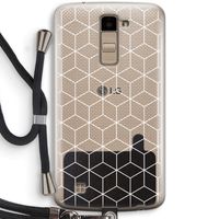 Zwart-witte kubussen: LG K10 (2016) Transparant Hoesje met koord