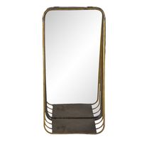 HAES DECO - Rechthoekige Spiegel met schap - Koperkleurig - 19x11x39 cm - Metaal / Glas - Wandspiegel, Spiegel Rechthoek - thumbnail