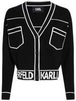 Karl Lagerfeld cardigan crop à logo en intarsia - Noir