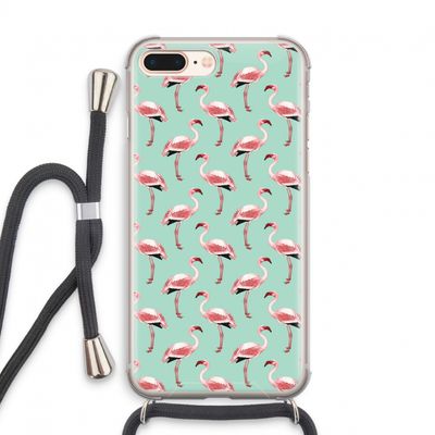Flamingoprint groen: iPhone 7 PLUS Transparant Hoesje met koord