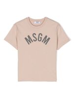 MSGM Kids t-shirt en coton à logo imprimé - Marron