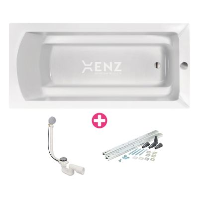 Ligbad Xenz Bodysize | Inbouw | 170x90 cm | Incl.Badafvoer | Met overloop | Acryl | Glans wit