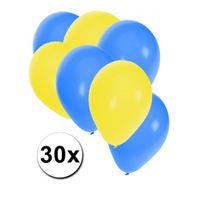 30 stuks blauwe en gele ballonnen   -