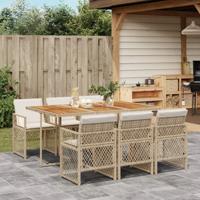 7-delige Tuinset met kussens poly rattan beige