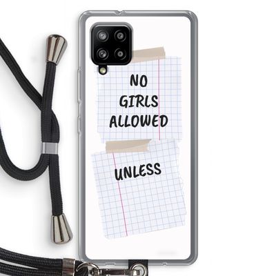 No Girls Allowed Unless: Samsung Galaxy A42 5G Transparant Hoesje met koord